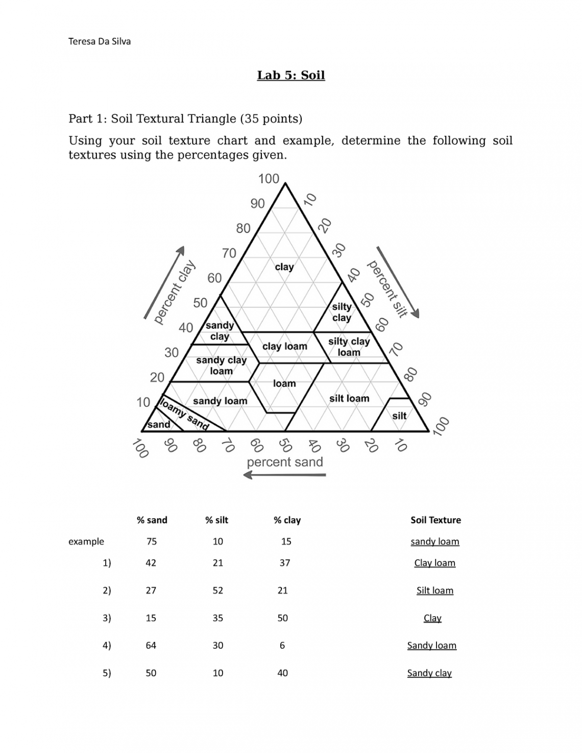 Environmental science lab example - Lab : Soil Part : Soil