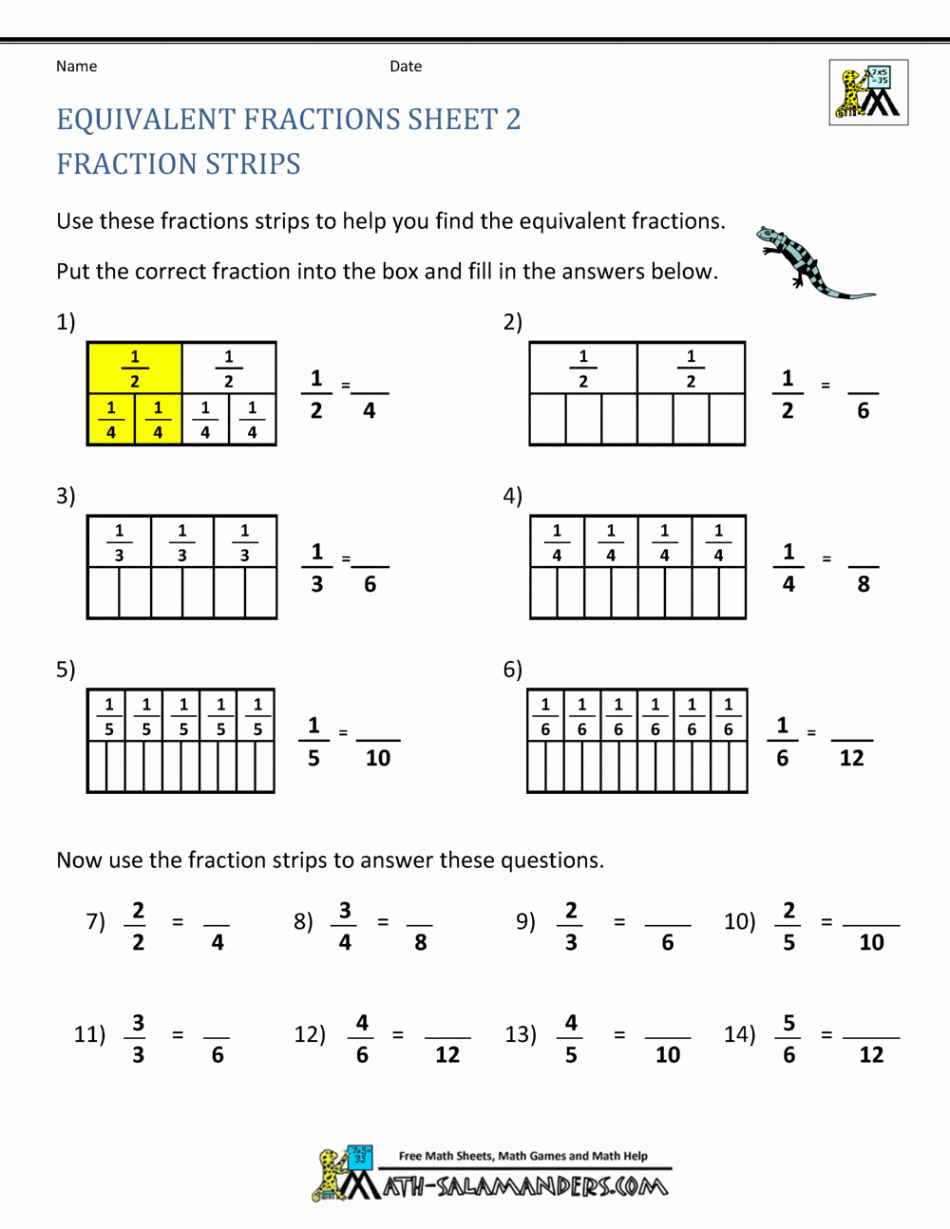 Equivalent Fractions Worksheet