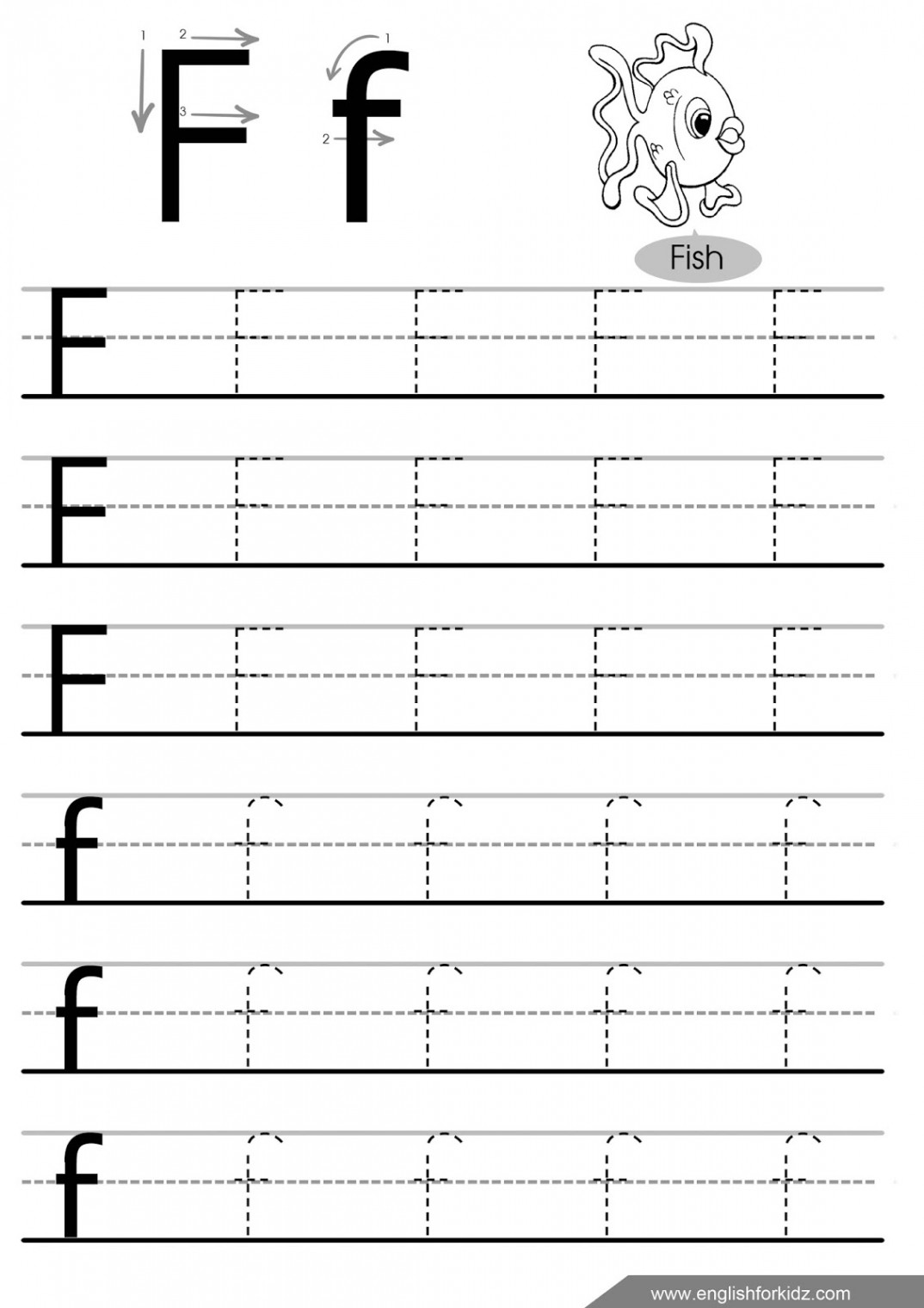 F Tracing Worksheet