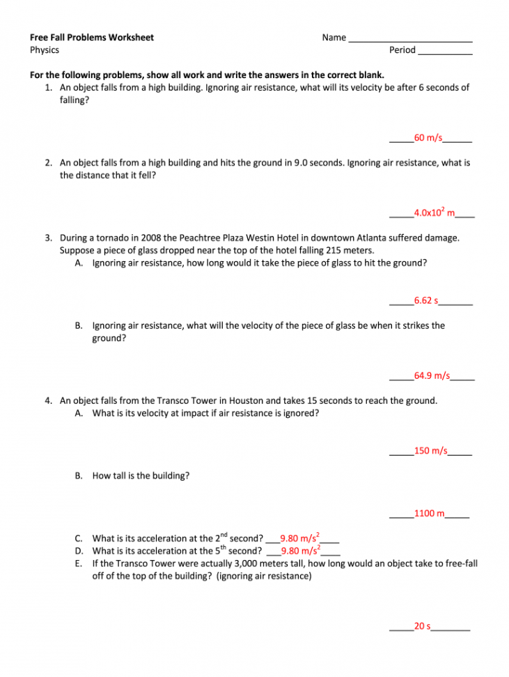 Fall problems worksheet: Fill out & sign online  DocHub