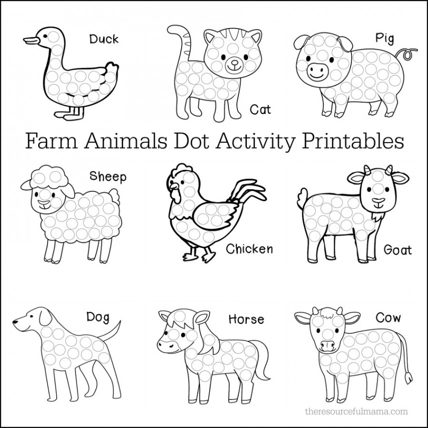 Farm Animals Dot Activity Worksheets - The Resourceful Mama