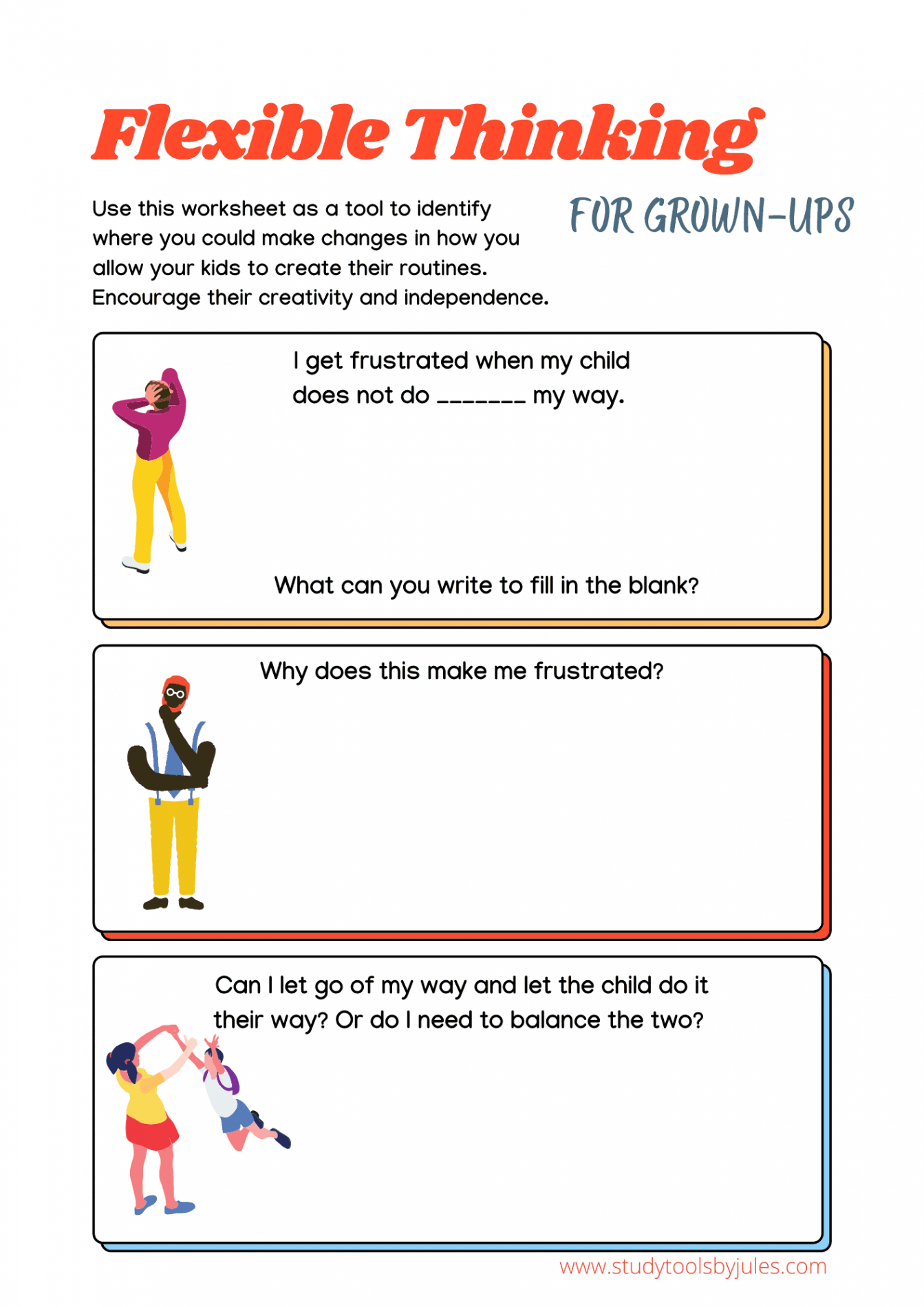 Flexible Thinking for Grown-Ups Worksheet - Study Tools by Jules