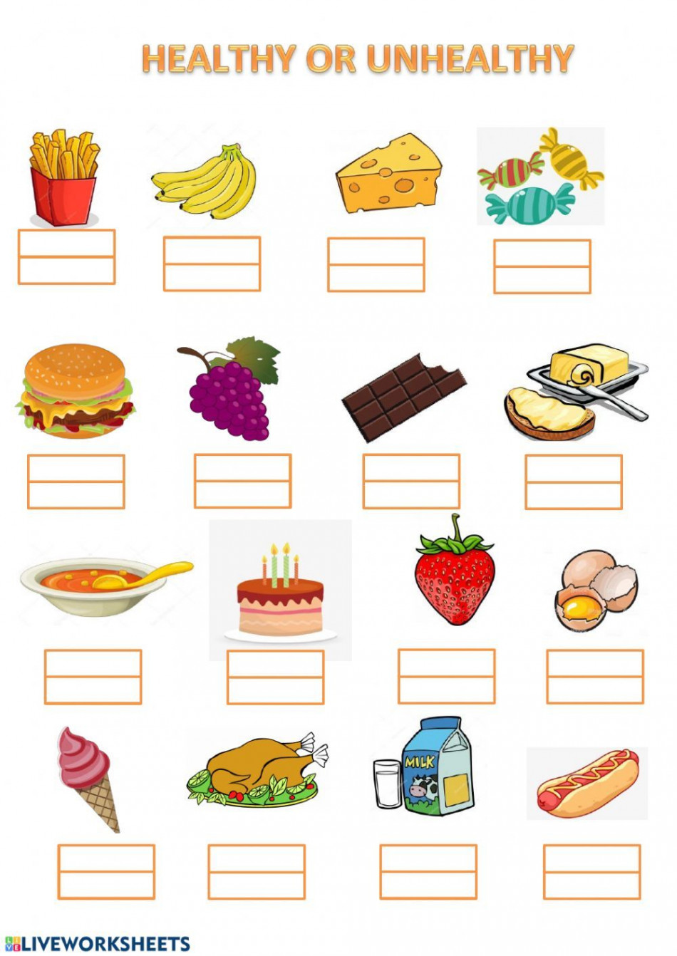 Food: Healthy - unhealthy food worksheet  Healthy and unhealthy