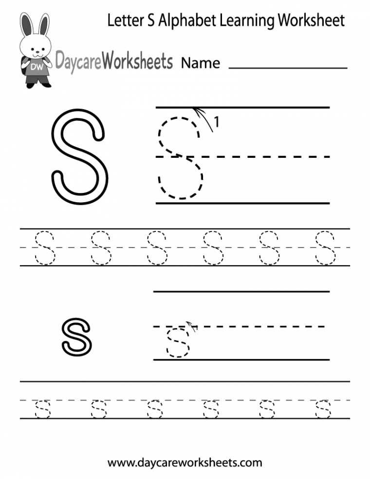 Free Letter S Alphabet Learning Worksheet for Preschool