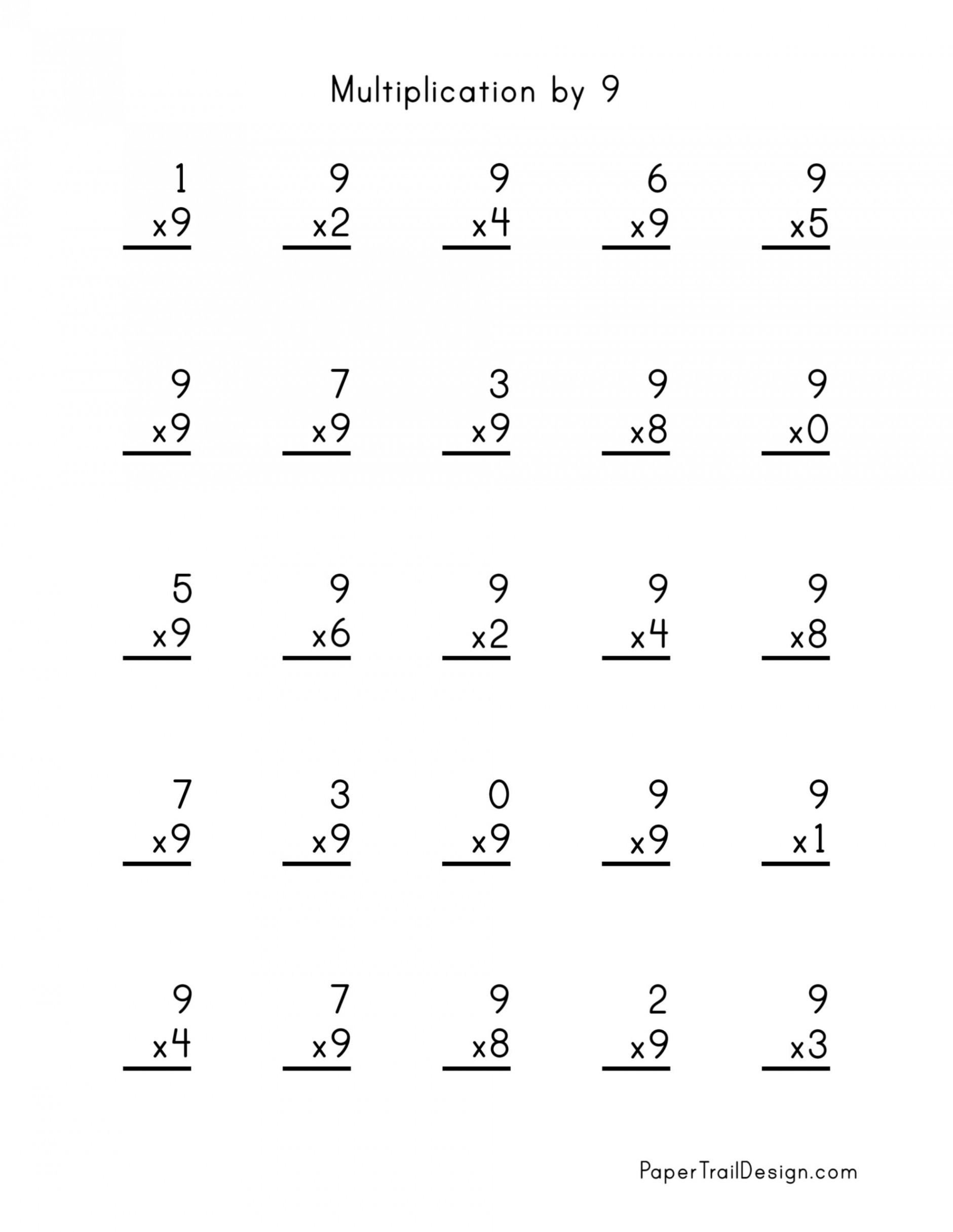 Free Multiplication Worksheets -2 - Paper Trail Design