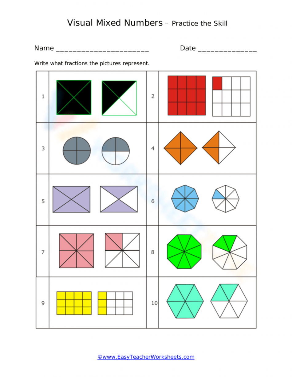 Free Printable Labeling Mixed Numbers Worksheet Collection