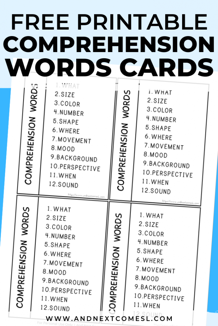 Free Printable Language Comprehension Cards  And Next Comes L