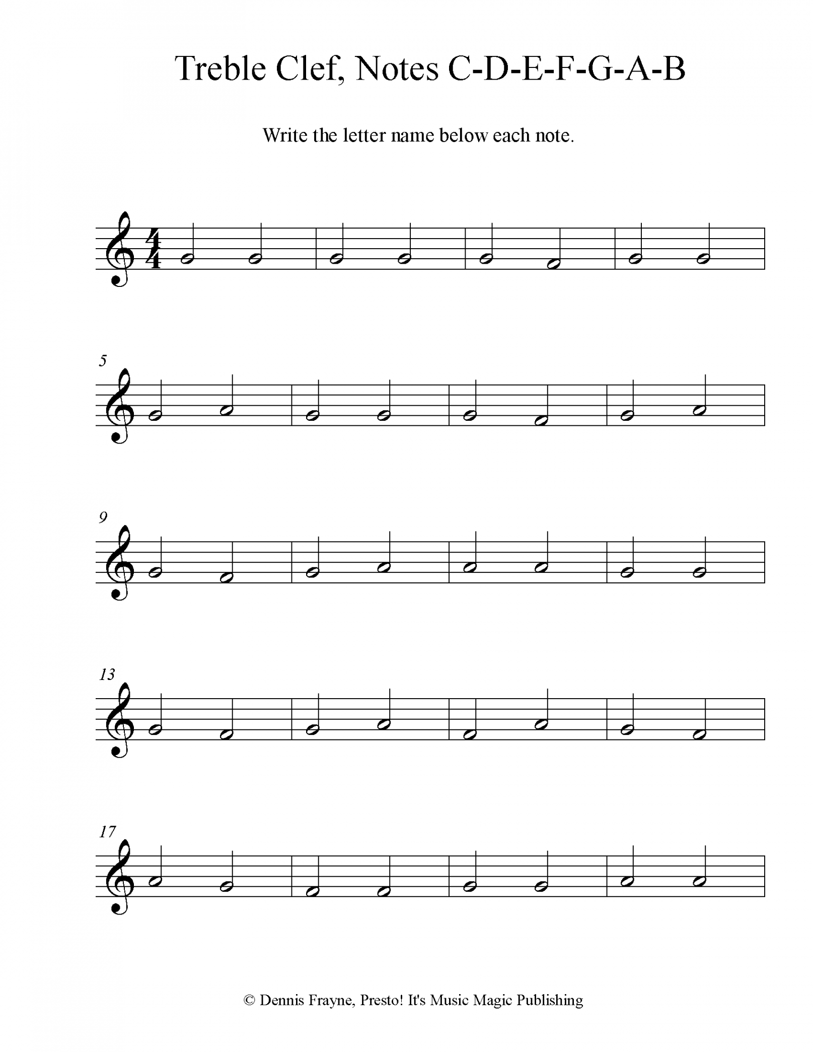 FREE! Printable Music Note Naming Worksheets — Presto! It