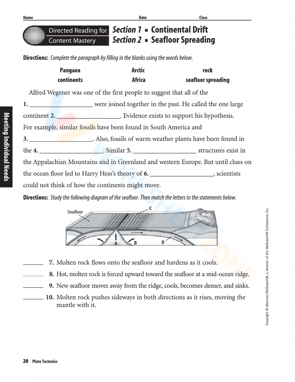 Free Printable Sea Floor Spreading Worksheets