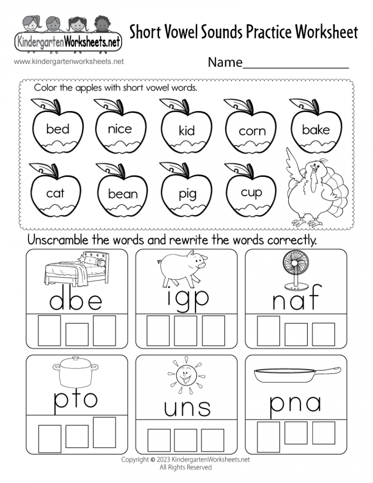 Free Printable Short Vowel Sounds Practice Worksheet