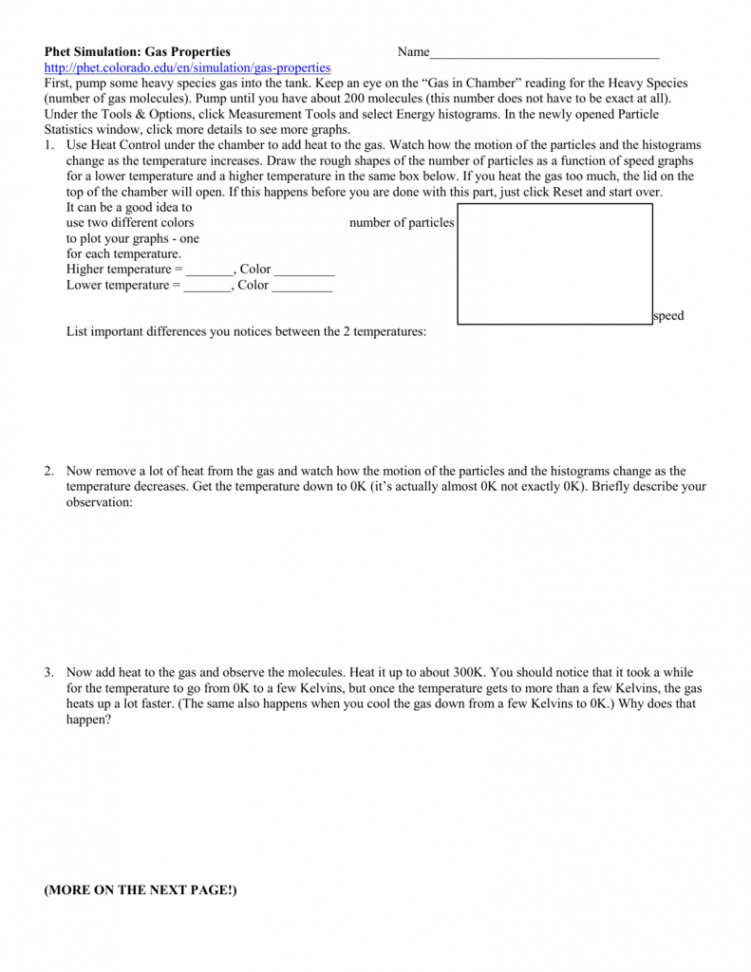 Gas Properties Phet Simulation worksheet