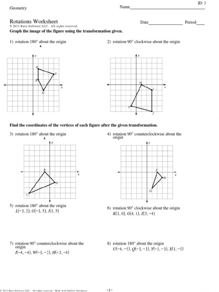 Geometry Rotations Worksheet With Reflections   PDF  Classical