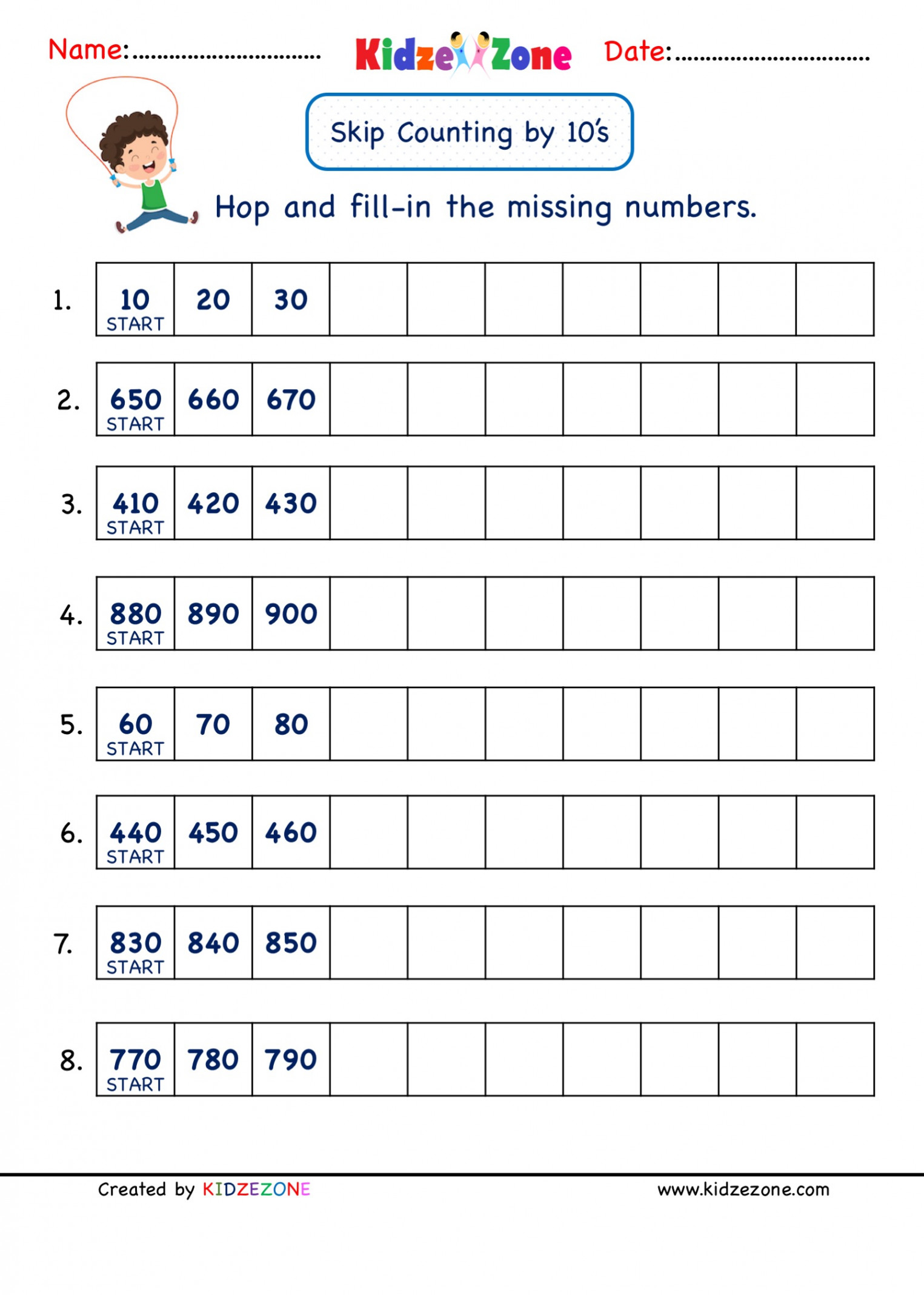 Grade  Math Skip Counting by  Practice worksheet