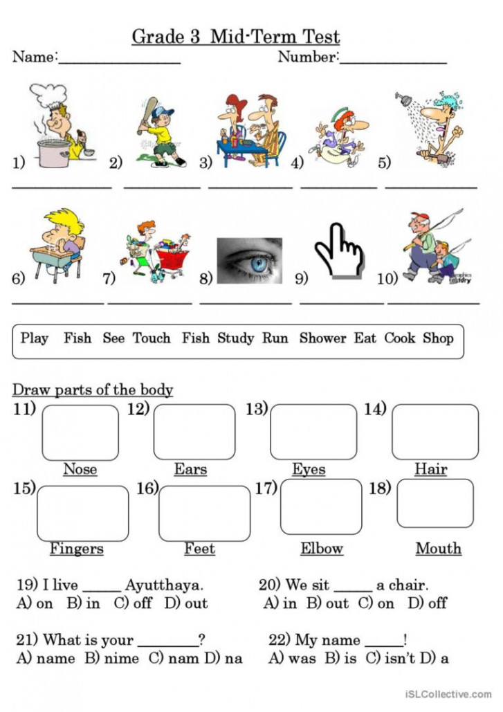 Grade  Test: English ESL worksheets pdf & doc