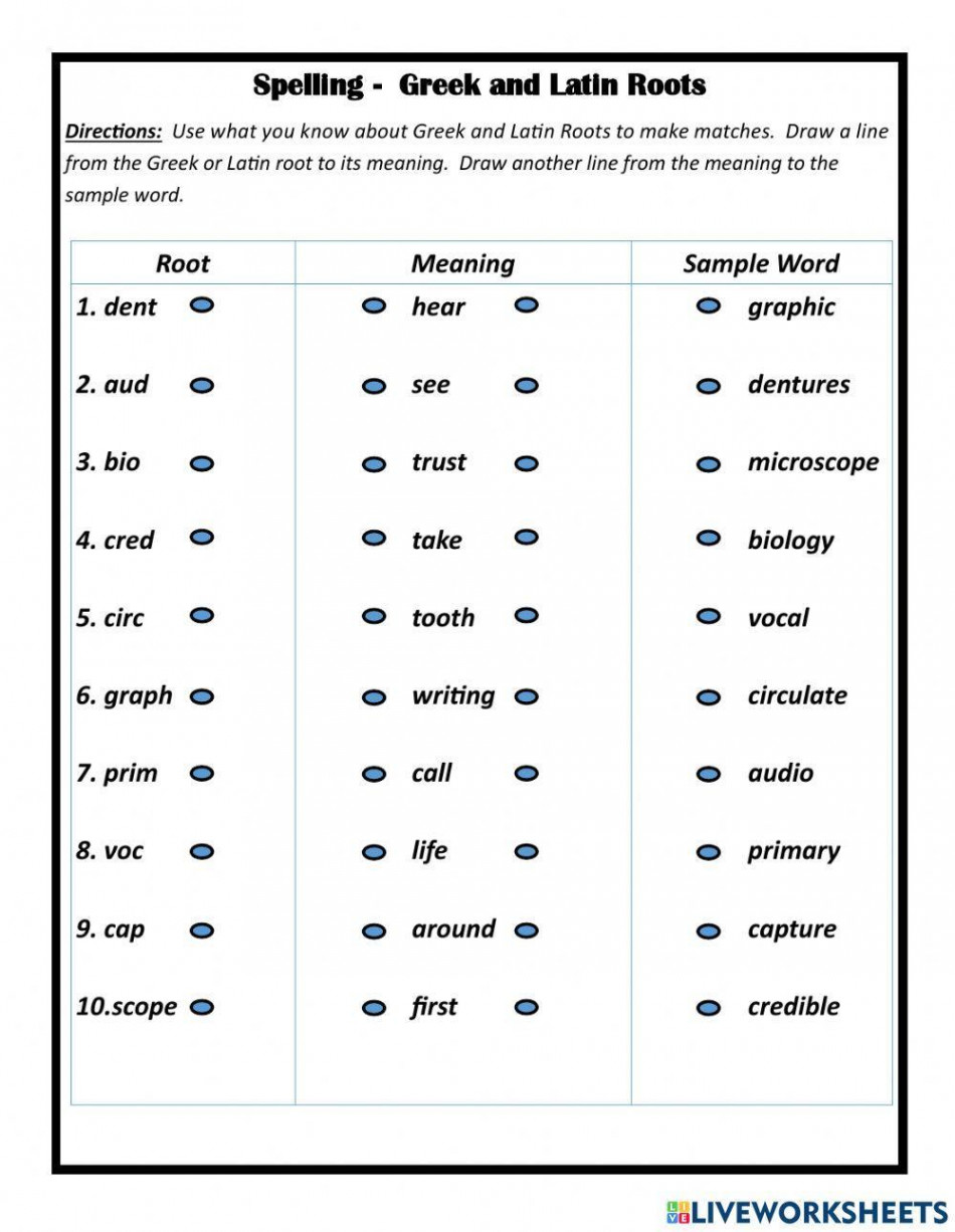 Greek and Latin Roots activity  Live Worksheets