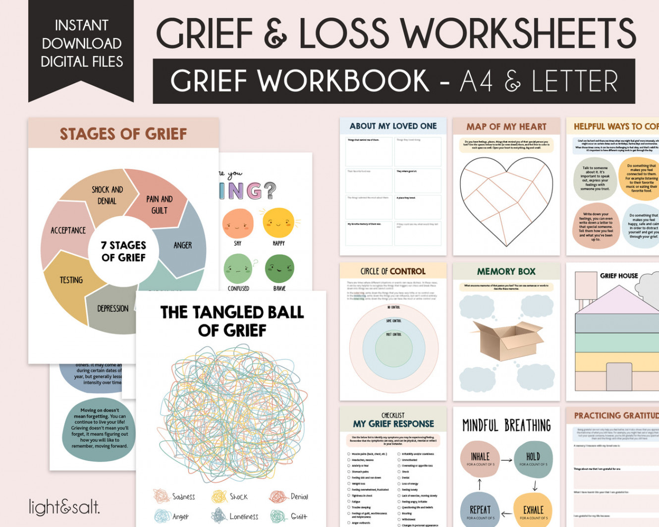 Grief & loss worksheets – LightandSaltDesign