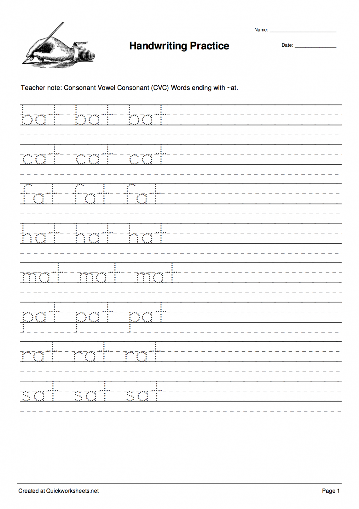 Handwriting Worksheet Maker