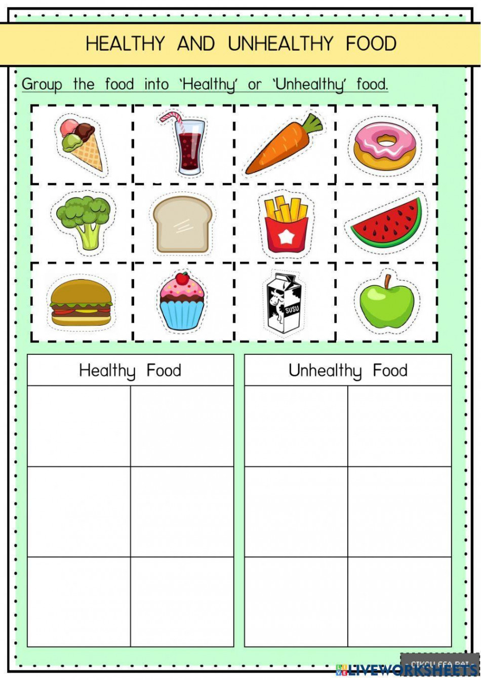 Healthy and Unhealthy Food online worksheet for   Live Worksheets