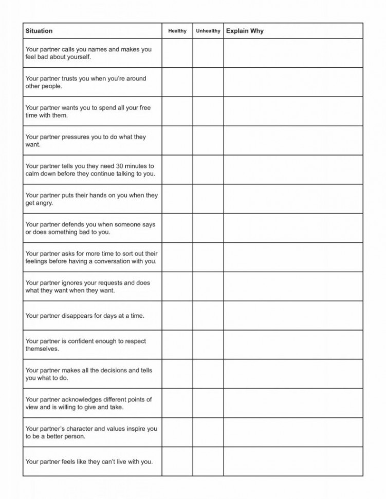 Healthy vs Unhealthy Relationships Worksheet PDF - TherapyByPro