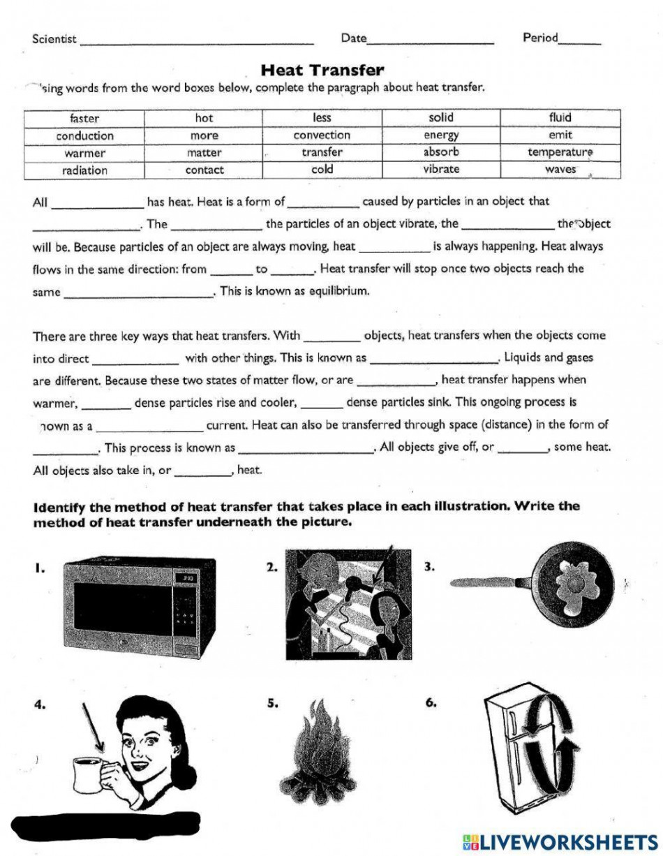 Heat Transfer interactive activity  Live Worksheets