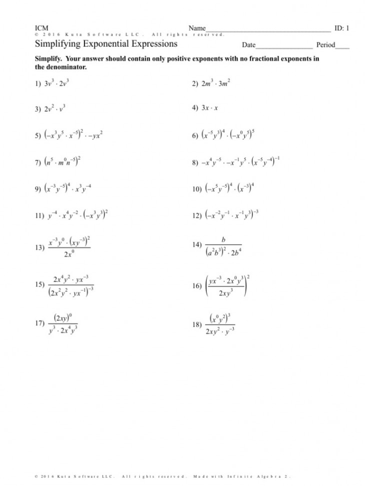 Icm Ud Simplifying Exponential Expressions   PDF  Arithmetic