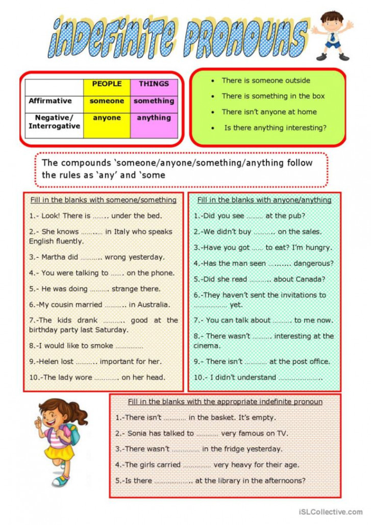 INDEFINITE PRONOUNS: English ESL worksheets pdf & doc