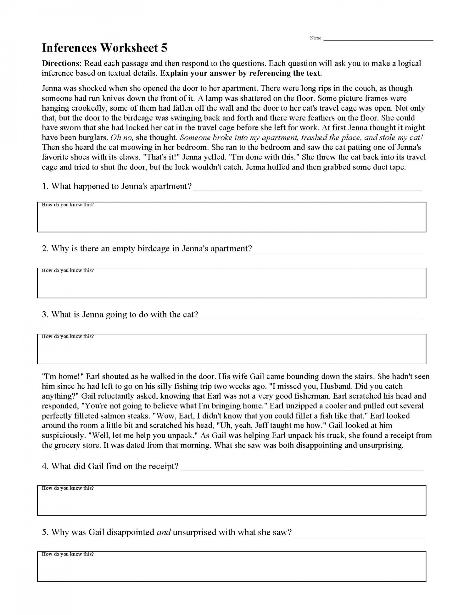 Inferences Worksheets  Reading Activities