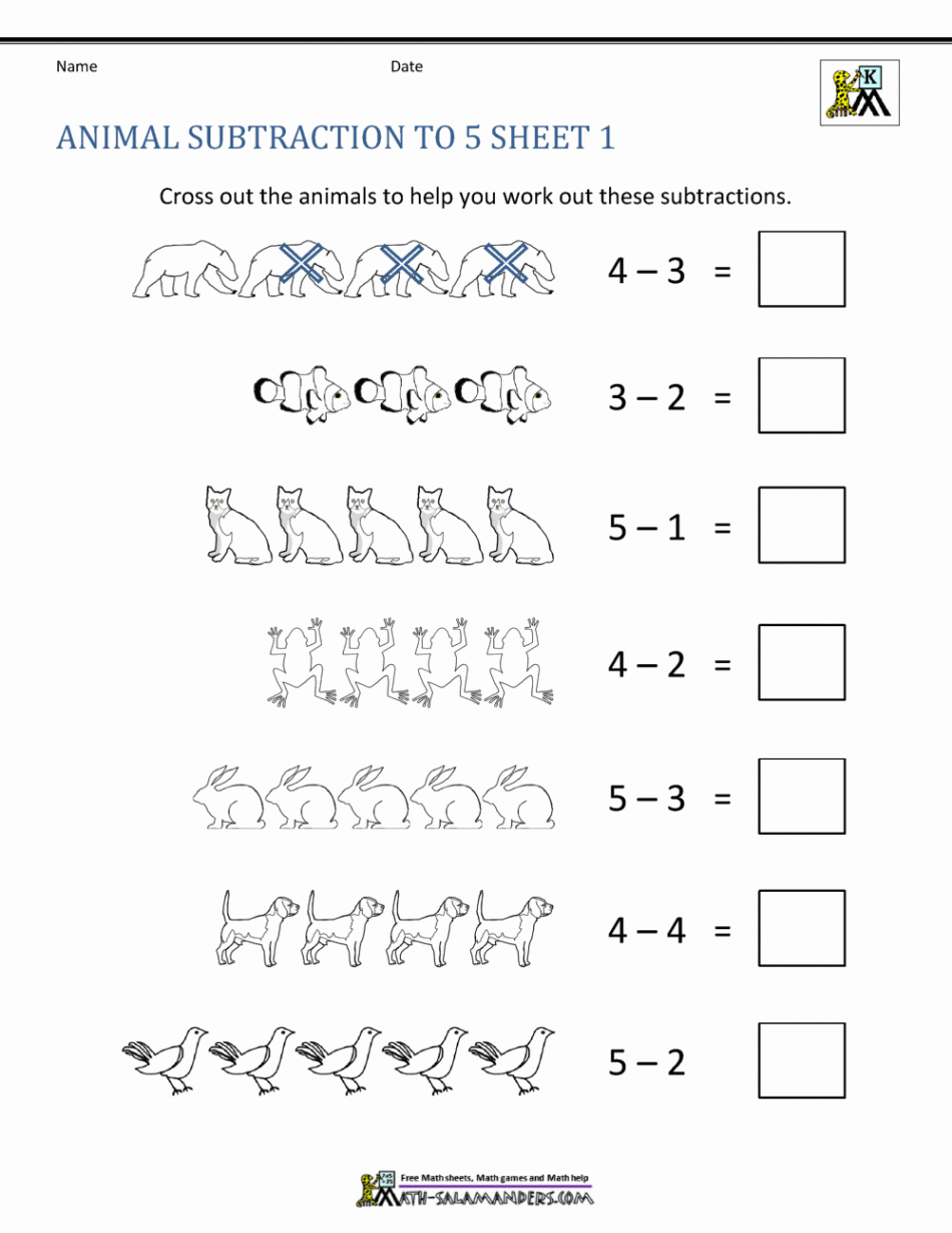 Kindergarten Subtraction Worksheets