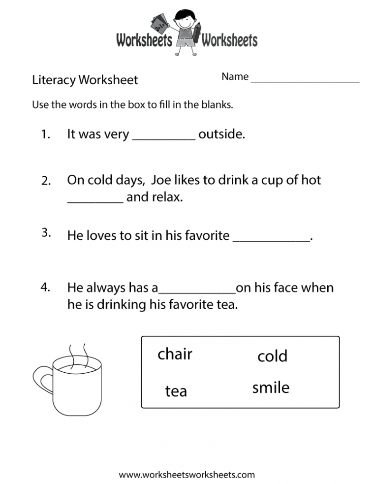 kindergarten worksheets  Kindergarten Literacy Worksheet - Free