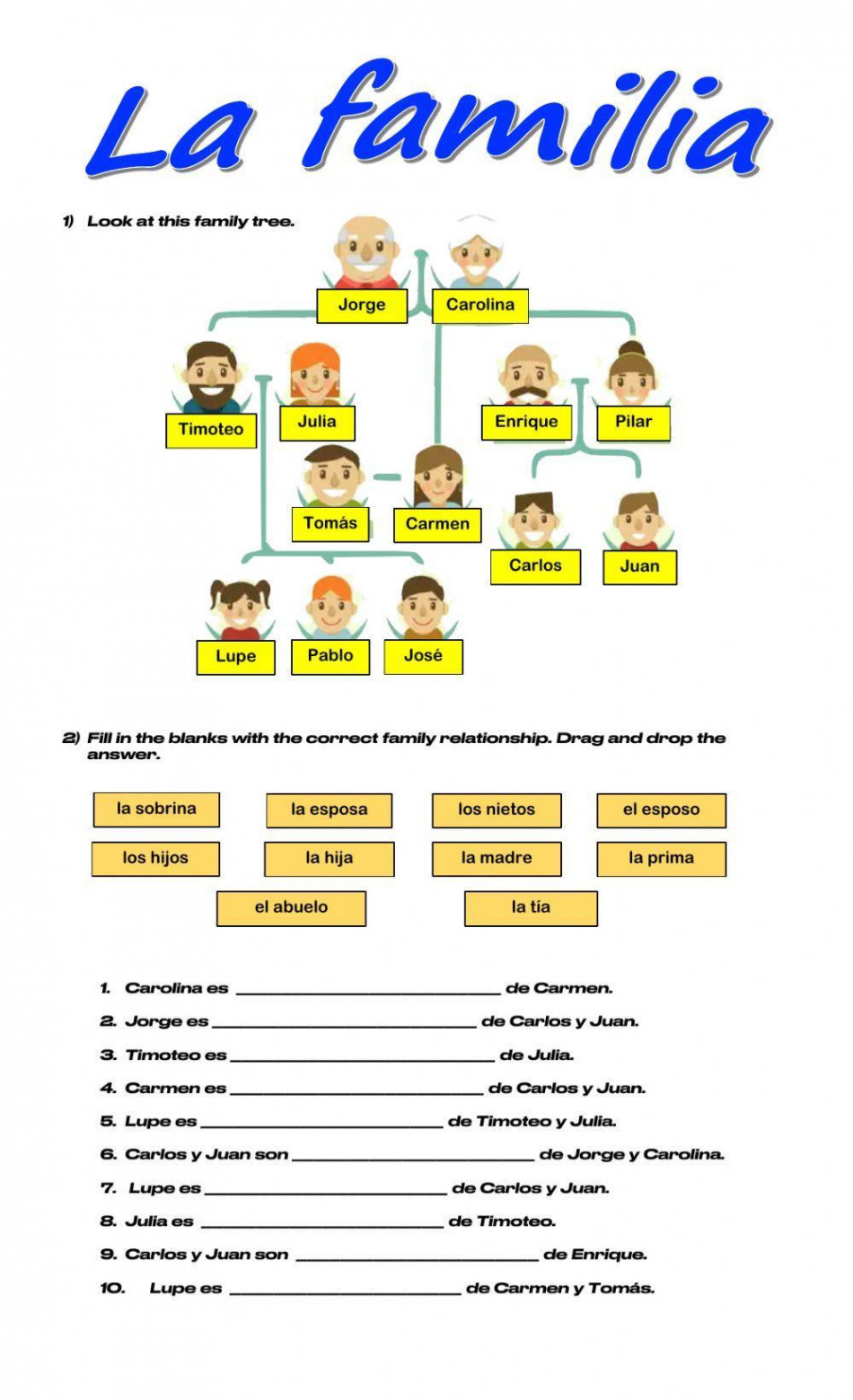 La familia online pdf worksheet  Live Worksheets