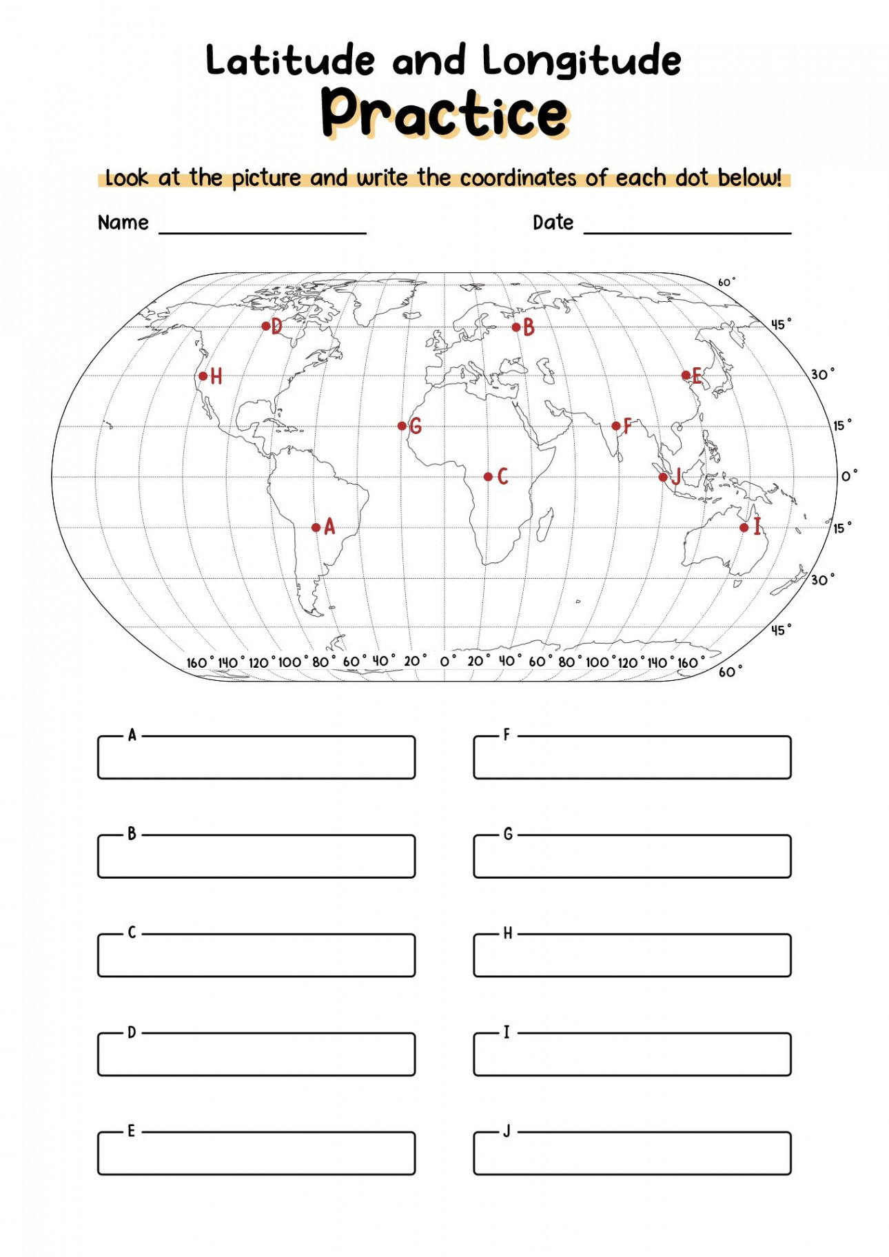 Latitude And Longitude Practice Worksheet