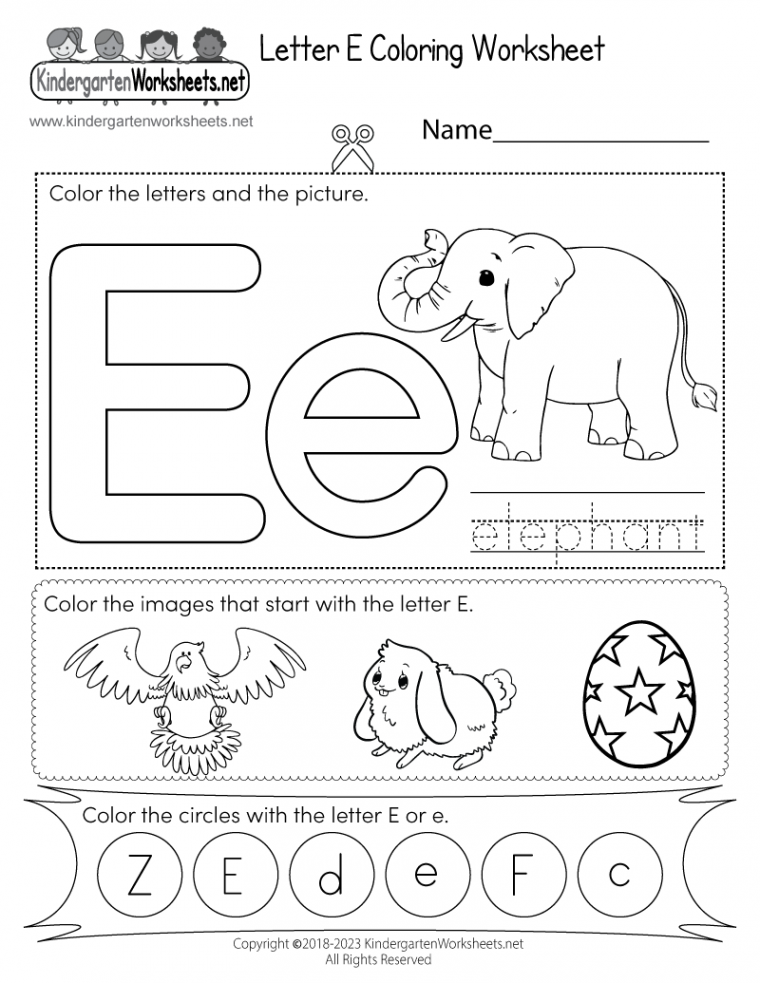 Letter E Coloring Worksheet - Free Printable, Digital, & PDF