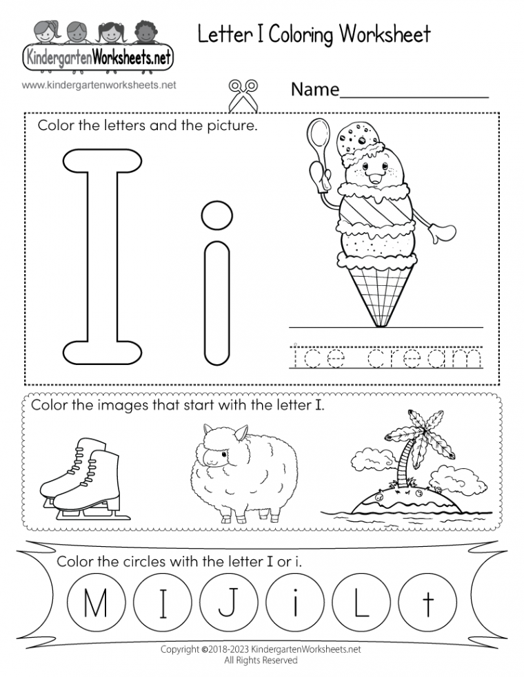 Letter I Coloring Worksheet - Free Printable, Digital, & PDF