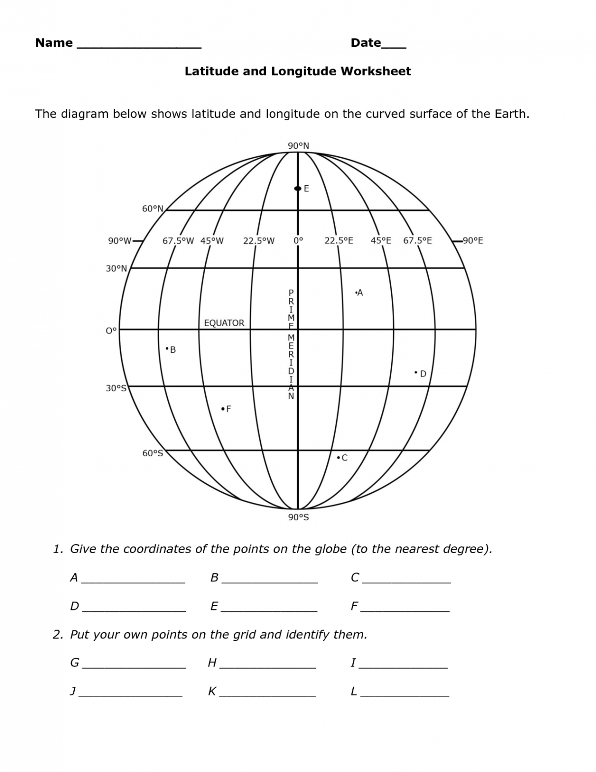 Lines Of Latitude And Longitude Worksheets  Geography worksheets