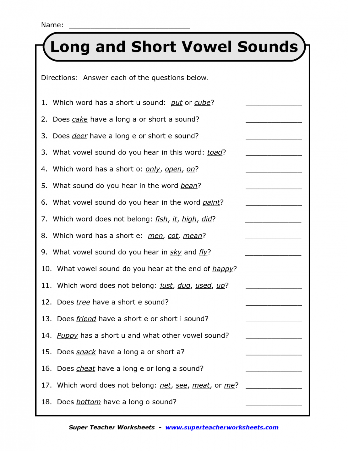 Long and Short Vowel Worksheets  Short vowel worksheets, Vowel