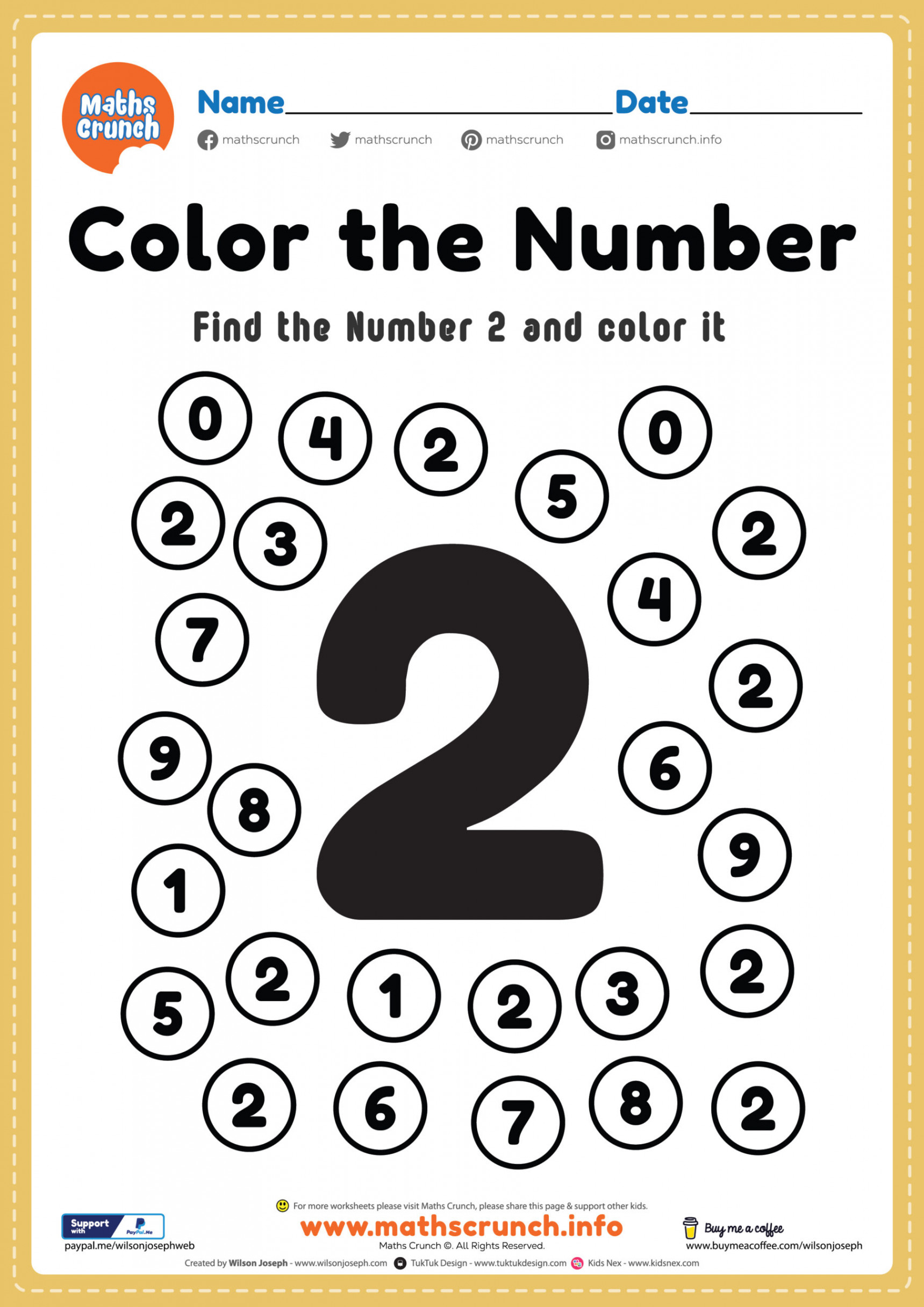 Math Worksheet, Number  Coloring Page - Free Printable PDF