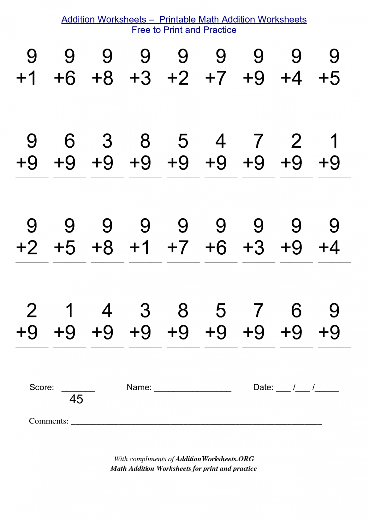 Math Worksheets for Free to Print  Math addition worksheets