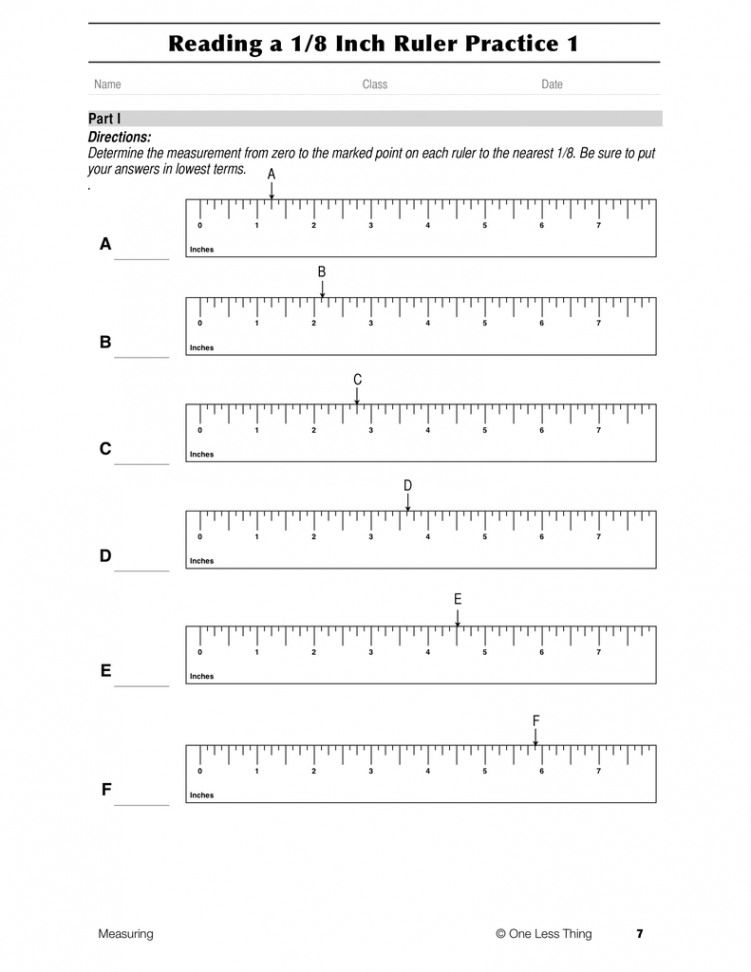 Measuring, One Step Worksheet Downloads - One Less Thing