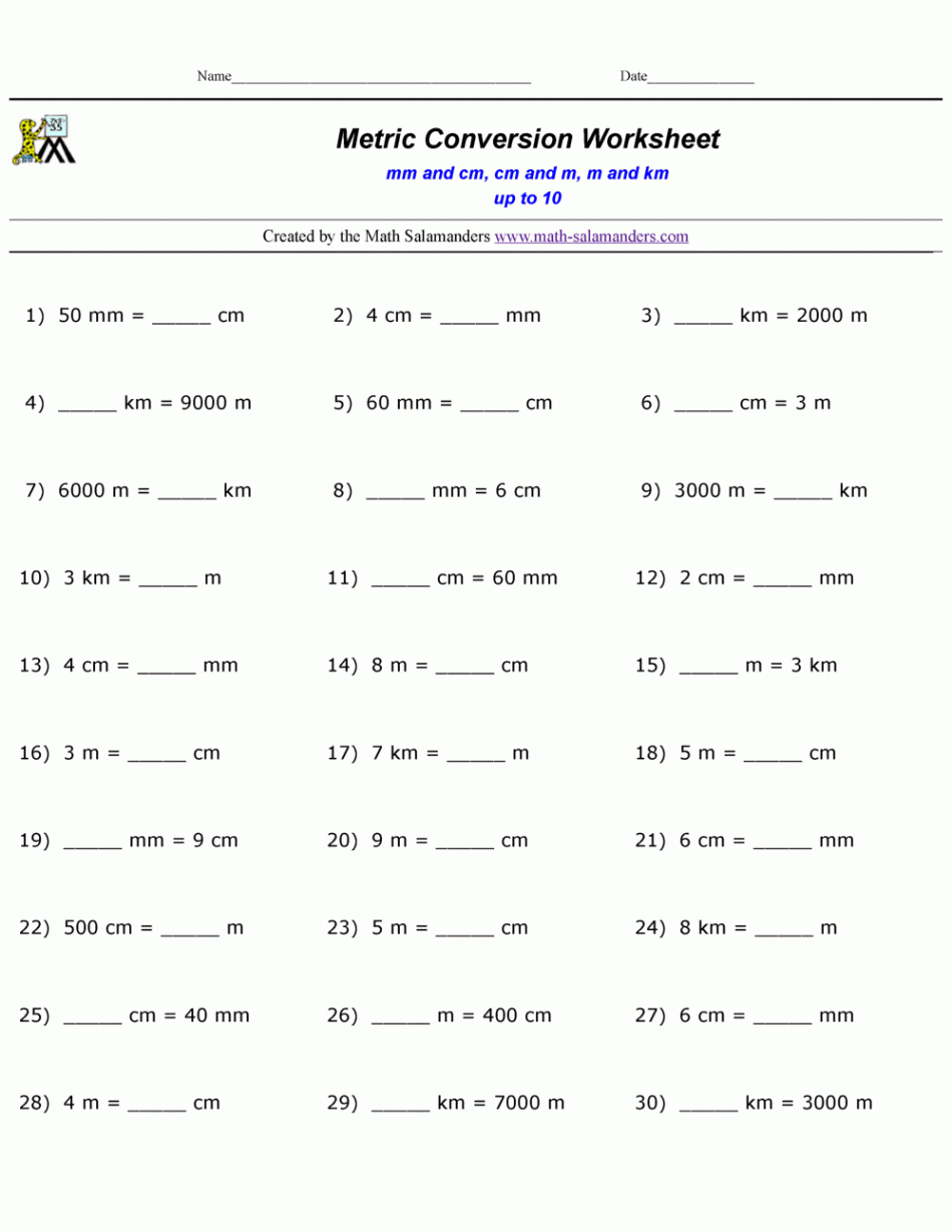 Metric Conversion Practice Worksheets