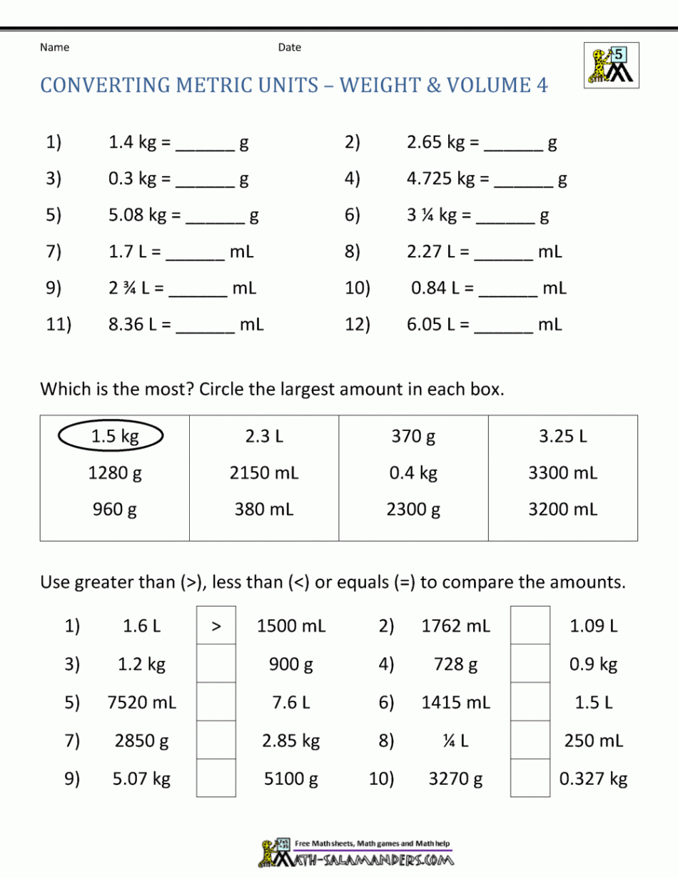 Metric Conversion Worksheet