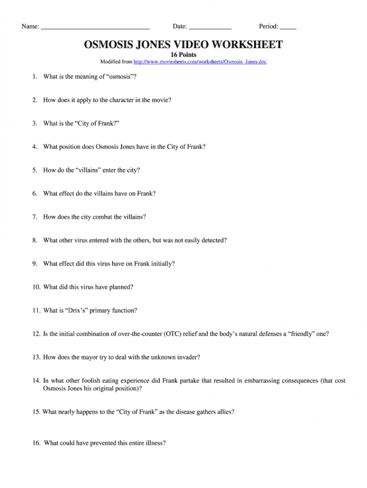 Moviesheets com worksheets osmosis jones doc answers: Fill out