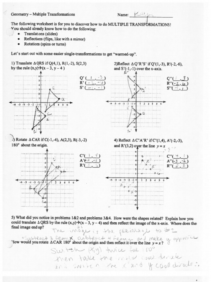 Multiple Transformations Answers  PDF