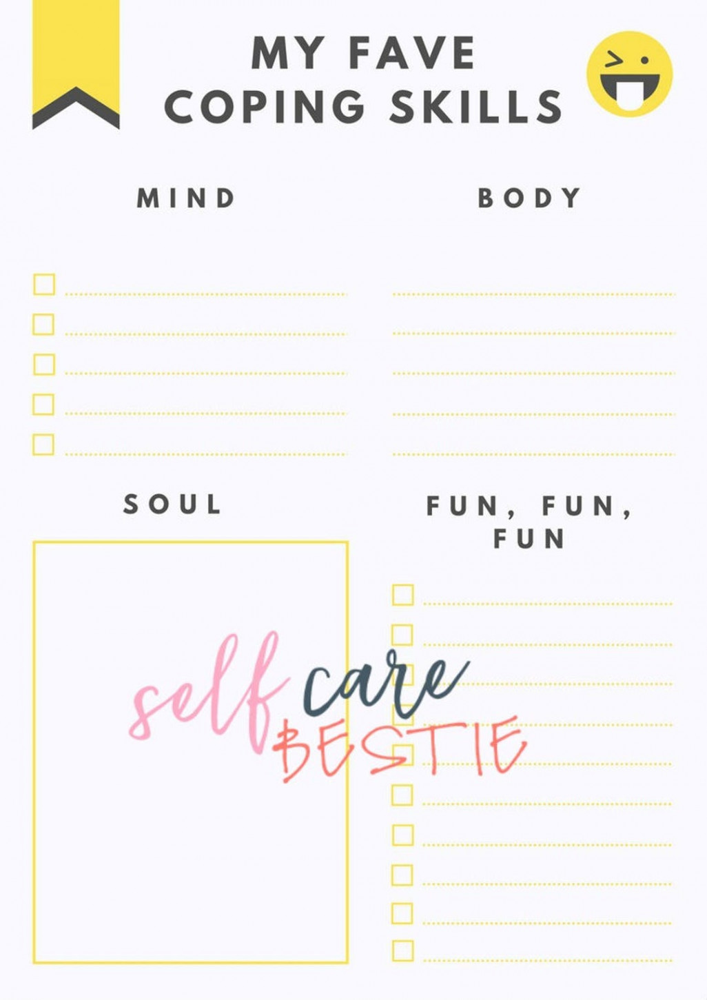 My Fave Coping Skills Printable Worksheet - Etsy