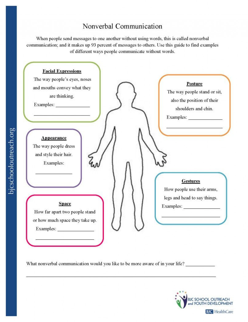 Non verbal communication  Printable worksheets, Therapy