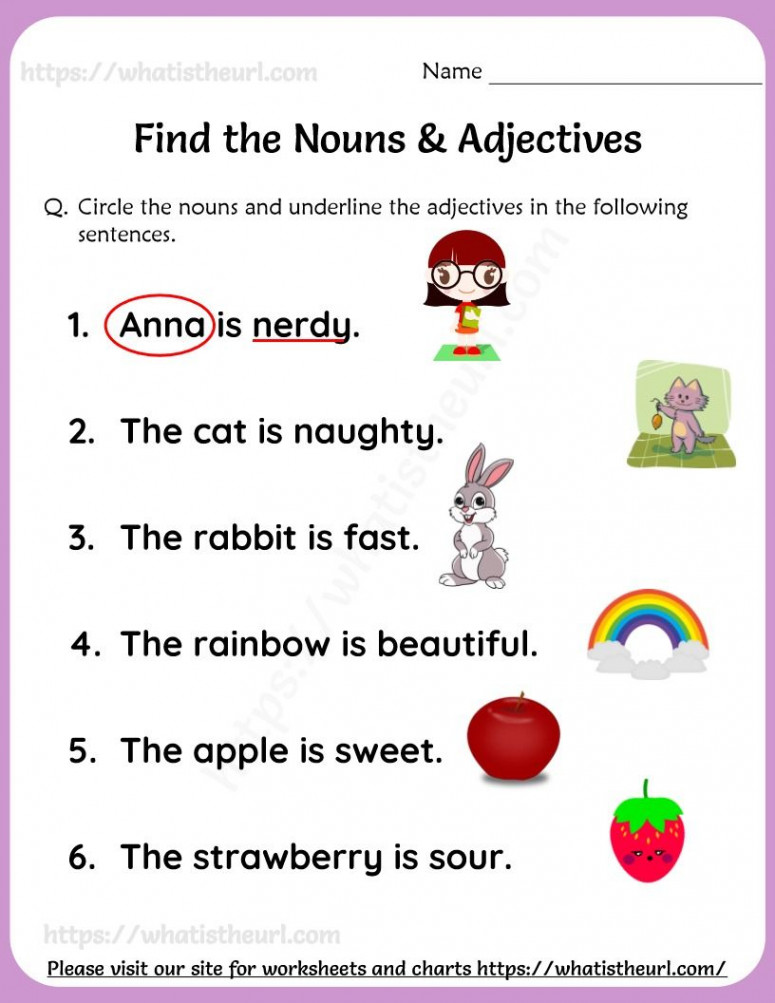 Nouns and adjectives worksheet for Grade   Nouns and adjectives