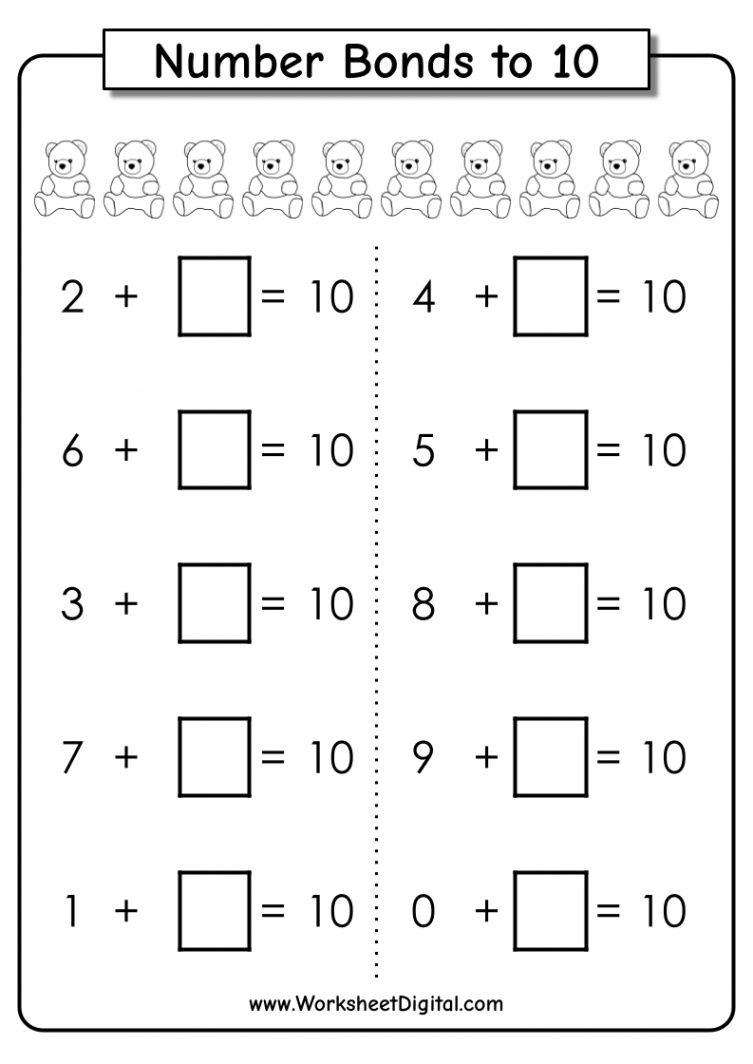 Number Bonds to  - Worksheet Digital