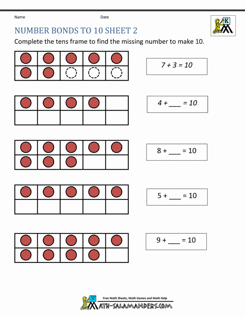 Number Bonds to  Worksheets