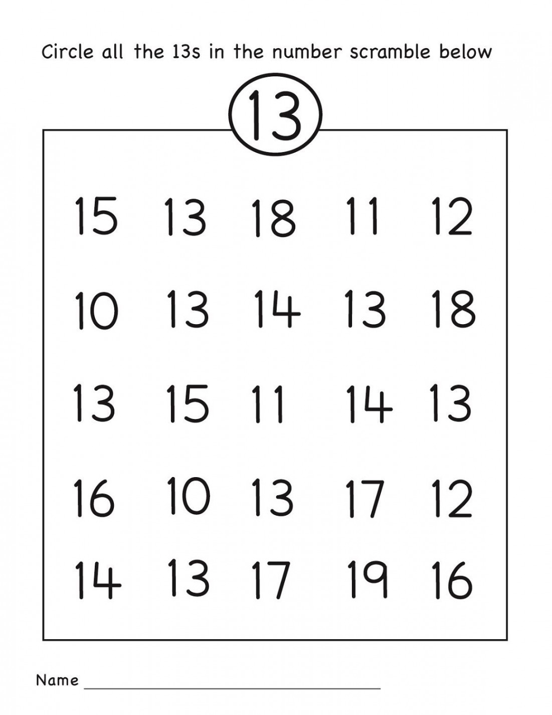 number  worksheet circle  Preschool worksheets, Numbers