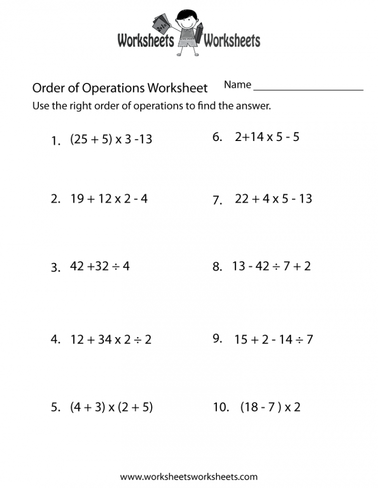 order of operations worksheet  Order of Operations Worksheets