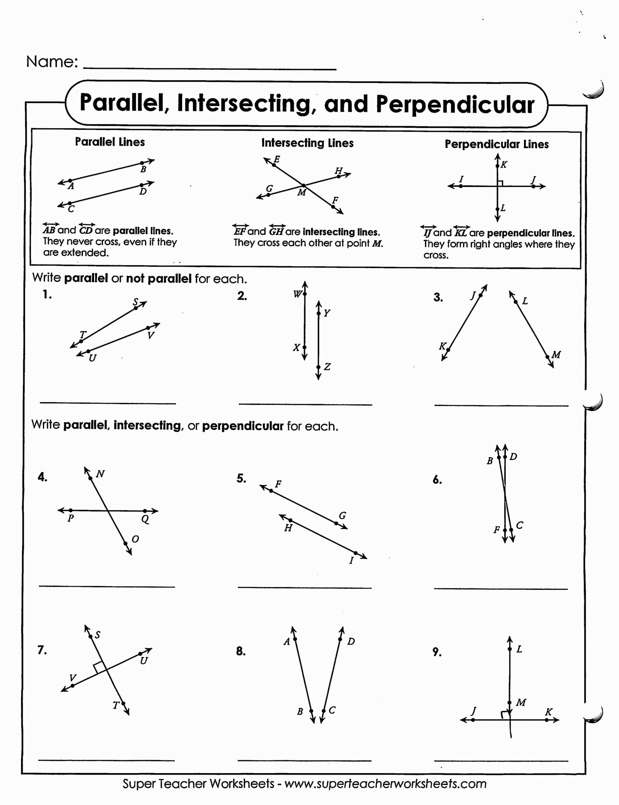 Parallel and Perpendicular Lines Worksheet Fresh Parallel